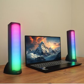 Resim Mikado MD-183 2.0 3W-2 Bluetooth Siyah RGB Aydınlatmalı USB + 3.5mm USB 5V Speaker Hoparlör 