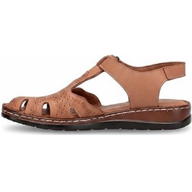 Resim Mammamia D26ys-2360 Kadın Hakiki Deri Düz Sandalet Taba Taba 