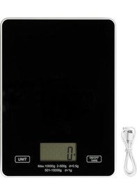 Resim Kosona Ev Çekirdeği Dijital Mutfak Terazi - Hassas Sensörlü, Cam Platform, Usb Şarjlı, Çok Birimli Siyah 