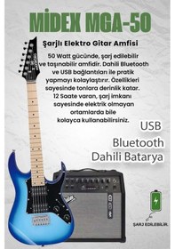 Resim Maxword De-150bl-50amp Maple Klavye Hh Yüksek Kaliteli 50w Amfili Elektro Gitar Seti 