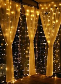 Resim Modaba 3x2 M Saçaklı Dekoratif Led Işık Sarkıt Sarı Renk Ip Perde Dekor Parti Led Işığı Dekor Perde Led 