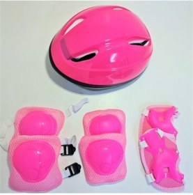Resim F Sports Kask Dizlik Dirseklik Eldiven Koruyucu Çocuk Set Pembe 
