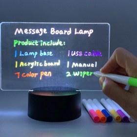 Resim Sz Master Kalemli Silinen LED Işıklı Mesaj Not Panosu 7renk LED Gece Lambası Hediyelik Mesaj Panosu 
