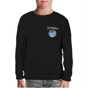 Resim Travis Scott - Astro World Logo Siyah Çocuk Sweatshirt 