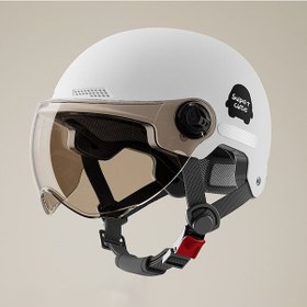 Resim Globalpurchase Elektrikli Araç Kaskı Unisex Kask Motosiklet Güneş Koruması Yarım Kask - Beyaz Beyaz 