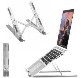 Resim Storemax Metal Laptop Tablet iPad Dizüstü Bilgisayar Standı 7-17.3 Inç Tüm Cihazlar Için 7 Seviye Yükseklik Ayarı Taşınabilir Kaymaz Laptop Yükseltici Havalandırmalı Soğutma Katlanabilir Masaüstü Standı 