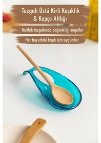 Resim Akrilik Aquamarin Tezgah Üstü Kirli Kaşıklık & Kepçe Altlığı Siyah 