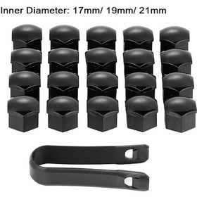 Resim Siyah Renk-21mm-20 Adet 17mm Plastik Bijon Somunu Kapakları Cıvata Kapakları Audi A3 A4 B8 B9 A5 Q3 Q5 Q7 A6 A7 Oto 