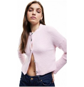 Resim Koton Uzun Kollu Bisiklet Yaka Pembe Kadın Hırka 6wal90006ık Pembe 