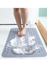 Resim 1 Adet Gri Renk Banyo Duş Ve Küvet Kaydırmazı Vantuzlu Paspas 36 X 69,5 Cm Gri 