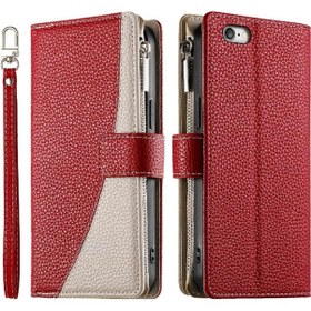 Resim İphone 7 Plus/8 Plus İle Uyumlu Kılıf Deri Kılıf Kart Yuvalı Cüzdan Şık 