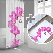 Resim Zethome Orchid Banyo Paspas Ve Tek Kanat Duş Perdesi 1x120x200 Set 