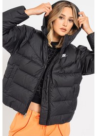 Resim Nike Down Fill Storm Fit Loose Fit Womens Winter Jacket Black Loose Fit Kapişonlu Kaz Tüyü Kadın Şişme Mont Siyah Siyah 