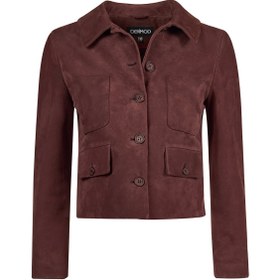 Resim Cassandra Kadın Bordo Slim-Fit Süet Deri Ceket - Bordo / 