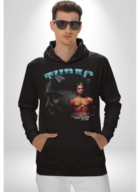 Resim Tupac Müzik Kadın Erkek Siyah Kapüşonlu Sweatshirt Hoodie Siyah 