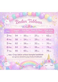 Resim Butikhappykids Kız Çocuk Unicorn Temalı Payetli Crop Kuyruklu Tütü Etek İkili Takım 3-7 Yaş Pembe 