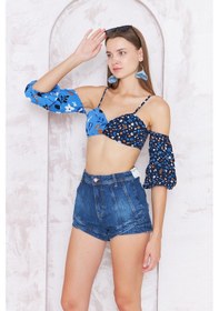 Resim Kutaf Kadın Mavi Vintage Jean Şort 001 