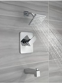 Resim Modern Tek Saplı Krom Küvet Ve Duş Kiti, Tek Püskürtmeli Dokunmatik Duş Başlıklı Duş Bataryası, Krom T14467-pp Valf Dahil Değildir Açık Mavi 