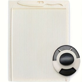 Resim El Sanatları Kesme Tahtası & Zarf Yapıcı – Kemik Katlayıcı, Köşe Delici ve Kabartma Özellikleriyle Çok Amaçlı Kağıt El Sanatları Aracı DIY Hediye Kutuları ve Mektuplar İçin (Bej Plastik), El Sanatları Kağıt Hediye Etiketi 