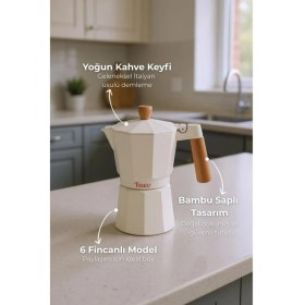 Resim Bambum Garen - Moka Pot 6 Fincan Bej 