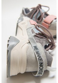 Resim Luvi Shoes Lulen Buz Multi Sim Yazılı Cırtlı Kadın Spor Sneakers Buz - Pembe - Mavi Çok Renkli 