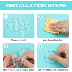 Resim Duvar Kapı Stoperi, 6 Adet Duvar Kapı Stoperi Seti, 40 mm Silikon Kapı Stoperi, Duvar, Kendinden Yapışkanlı, Şeffaf, Yuvarlak, Kapı Kolu Tamponu, Duvar Koruması, Buzdolabı Koruması, Duvar 