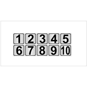 Resim Metal Kapı,masa,dolap Numarası 15cmx15cm 10 Adet (1…10) Gümüş Renk Metal 