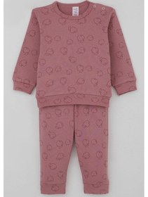 Resim Breeze Kız Bebek Pijama Takımı Omuzdan Patlı Elma Bahçesi 4 Ay-1 Yaş, Gülkurusu 