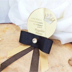 Resim Yuvarlak Taç Desenli Taşlı Pleksi Bebek Hediyesi 30 Adet 