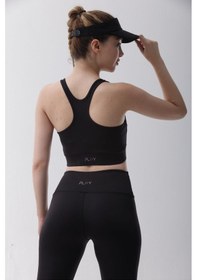 Resim Playsportswear Micro Polyester Siyah Toparlayıcı Sporcu Bra Siyah 