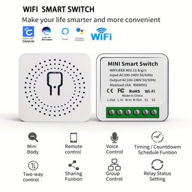 Resim Wifi Akıllı Anahtar Mini Tipi 16A Röle, Uzaktan Kumanda, Ses Kontrolü, Kendin Yap Modu, Gecikme Fonksiyonu, Hüb Yoksa LAN Kontrolü, 1 Yollu Akıllı Devre Kesici, CozyLife Otomasyon Zamanlayıcı Programı ile Uyumlu 