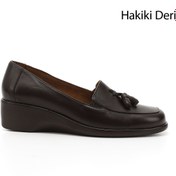 Resim GÖNDERİ(R) Kadın Kahve Antik Dolgu Taban Püsküllü Hakiki Deri Ayakkabı 