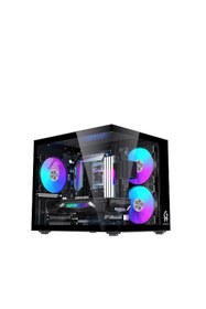 Resim GM Game Master Gm-X1 Tuştan Değişmeli 3x Rgb Fanlı Gaming Mini Akvaryum M-Atx 