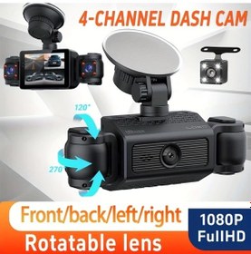 Resim Xuweiwei 2025 Yeni 4 Lensli Dash Cam 1080p Yüksek Çözünürlüklü Mini Kamera Gece Görüşlü Geniş Açılı Araç Güvenlik Monitörü 