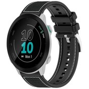 Resim Garmin Forerunner 570 İçin 20mm 42mm / 245/645 Hibrid Naylon Örgü Silikon Saat Bandı Siyah 