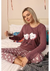 Resim Akbeniz Kadın Penye Uzun Kol Pijama Takım 4187 MÜRDÜM 