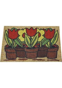 Resim Çiçek Desenli Kauçuk İç Ve Dış Kapı Önü Paspası 45x70 