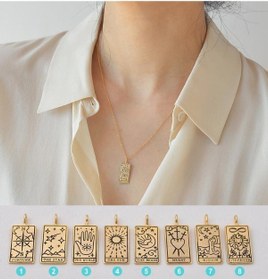 Resim Agai Silver Tarot Kartı Kolye- Güç,dünya,aşk,yıldız Desenli Tarot Kolyesi 