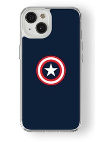 Resim Multitronic Iphone 13 Mini Uyumlu Kaptan Amerika Tasarım Baskılı Şeffaf Kılıf 