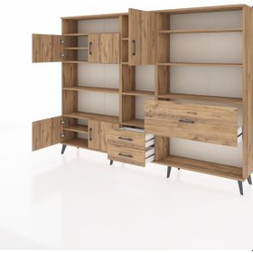 Resim Arges Dolap 13 Raflı 3 Çekmeceli 5 Kapaklı 220x30x163 Çam-çam Çam-çam 