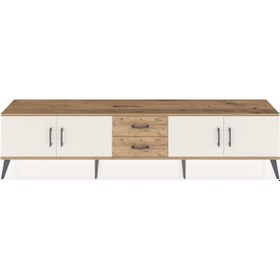 Resim Arges Tv Ünitesi 2 Raflı 2 Çekmeceli 4 Kapaklı 220x30x51 Çam-aytaşı/çam Aytası/atlas Çam - Atlas Çam 
