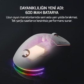 Resim GamePower Fenix 24.000DPI Triple Mode (Kablolu/Bluetooth/2.4G) Beyaz Gaming Mouse 