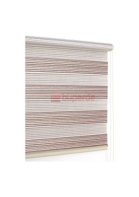 Resim Buperde Kahverengi Beyaz Renkli Pilise Pliseli Zebra Stor Perde 