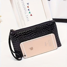 Resim Kadınlar için Timsah Desenli Sentetik Deri Çanta - Günlük Kullanım ve Hediye İçin Lüks Fermuarlı El Çantası, 5 Renk Seçeneği (Tavuskuşu Mavisi/Turuncu/Beyaz/Kırmızı/Siyah) 