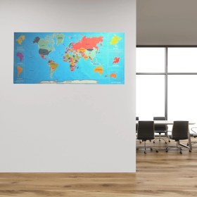 Resim Yazline Global® Renkli atlas Dünya haritası Manyetik Yapıştırıcı Gerektirmeyen Duvar Stic 