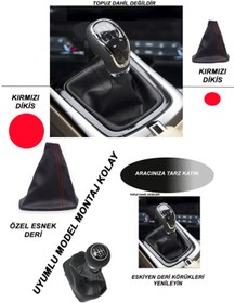 Resim Lasirius CITROEN DS3 uyumlu oto,araç vites körüğü kırmızı dikiş 