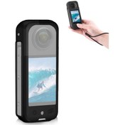 Resim Insta360 X3 Puluz Silikon Kılıf Koruyucu Kapak El Kayışı Siyah 