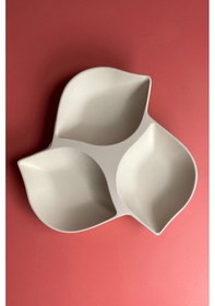 Resim 3'lü Yaprak Çerezlik - Seramik Bisküvi Ham Ürün 