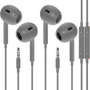 Resim 2 Paket Kablolu Kulakiçi Kulaklıklar 35-GRY3 iPhone 3.5mm Kulaklık Mikrofon ve Dahili Uzaktan Ultra Net Aramalar ve Gürültü Gri 