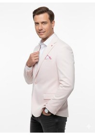 Resim Plus Scorpion Erkek Blazer Ceket Slim Fit, Tek Düğme, Şık Davet Ve İş Kombin Ceketi Açık Pembe 